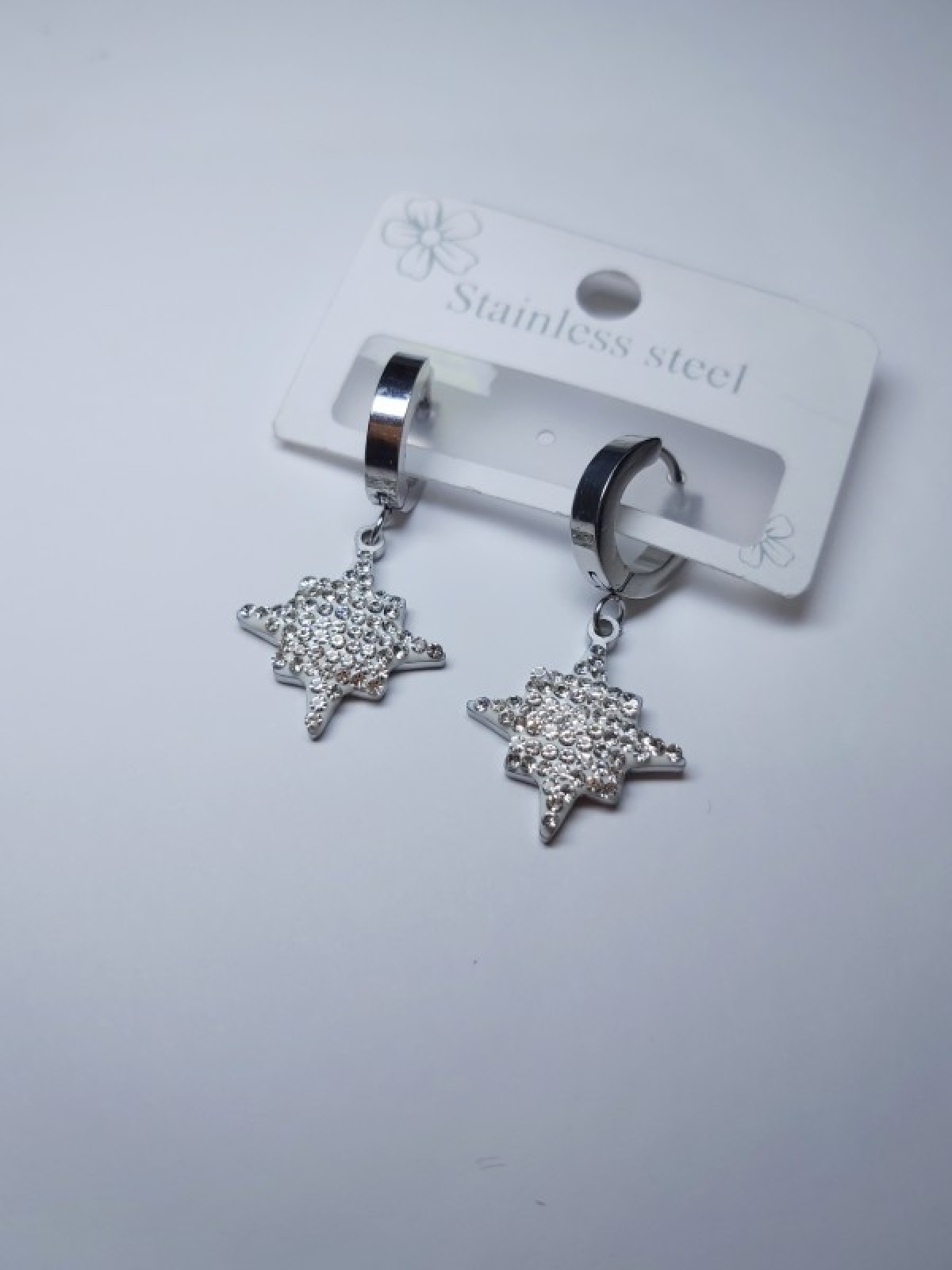 Gümüş Yıldız Taşlı Küpe