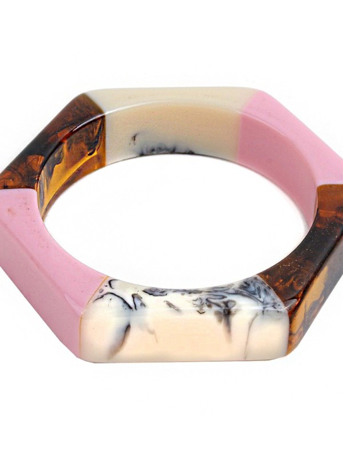 Kemik Köşeli Kahve&Pembe&Ekru Bileklik